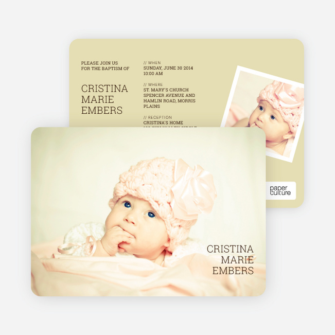 Unique Baptism Invitations - Yellow