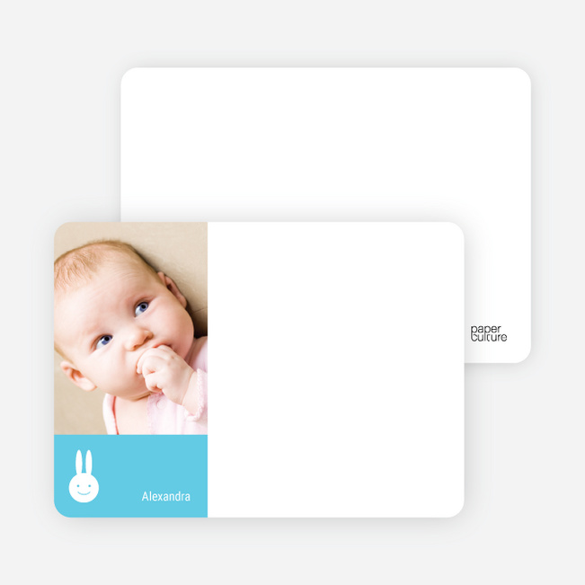 Not Bugs Bunny, Far Cuter Personalized Photo Card Stationery - Sky Blue