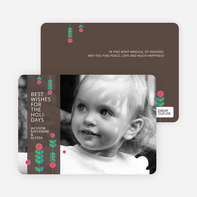 Floral Holiday Photo Cards - Coral
