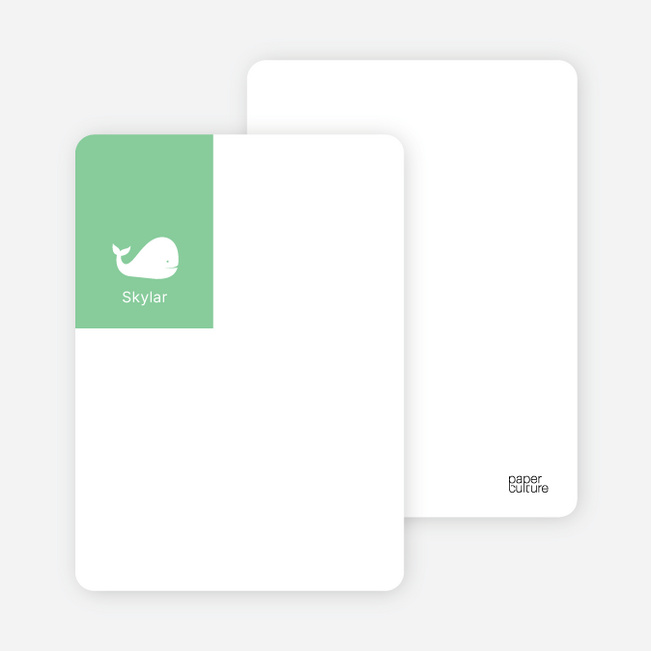 Moby Dick Whale Stationery with Personal Photo - Mint Green