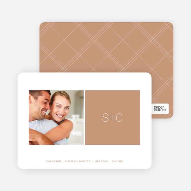 Monogram Save the Date Cards - Latte
