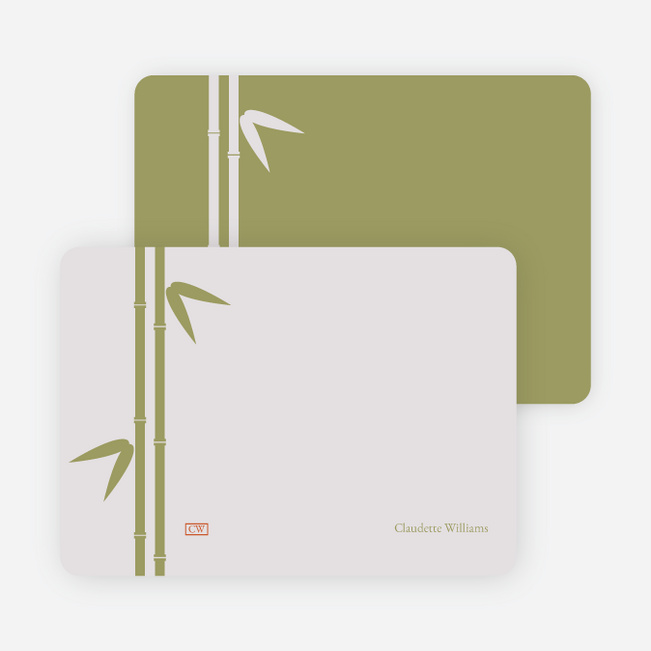 Note Cards: ‘Bamboo Zen Bridal Shower’ cards. - Pale Lavender