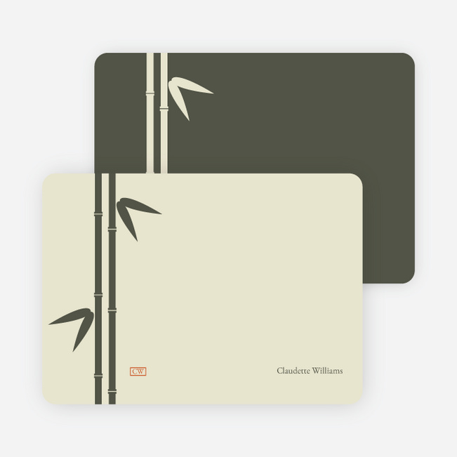 Note Cards: ‘Bamboo Zen Bridal Shower’ cards. - Khaki