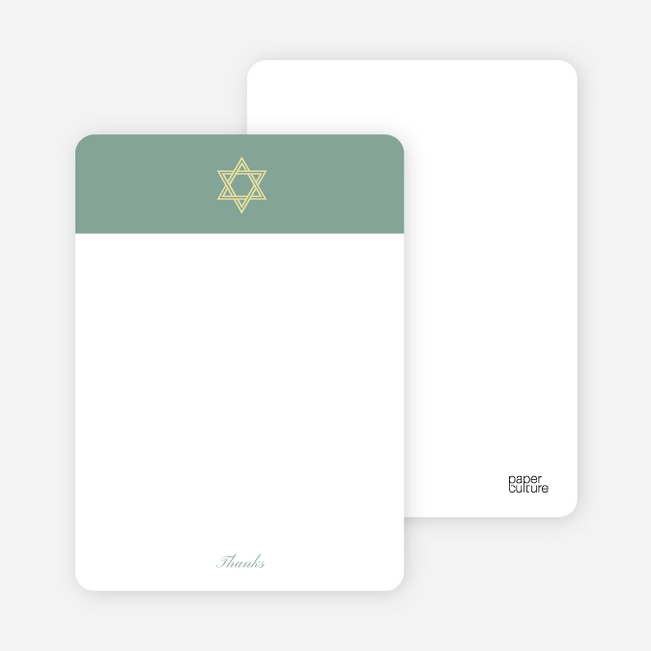 Note Cards: ‘Simple Star of David’ cards. - Celadon