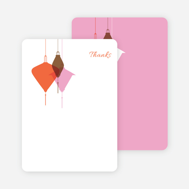 Note Cards: ‘Lantern Lights Bridal Shower’ cards. - Carrot Orange