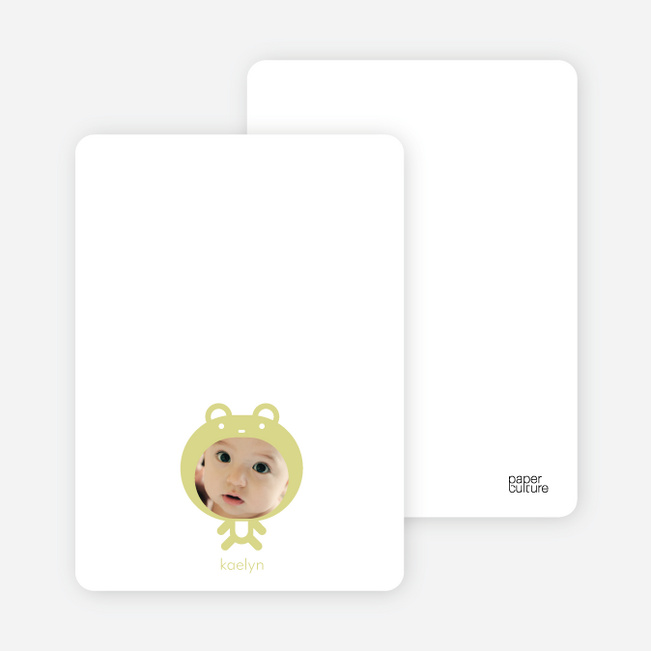 Personal Stationery for Baby in Cuddly Bear Outfit Baby Announcement - Pistachio