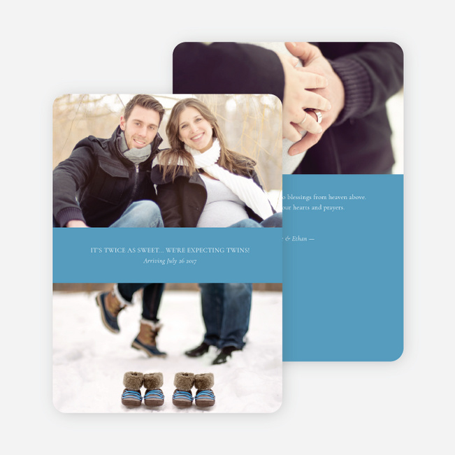Photo Sandwich Pregnancy Cards - Mint Blueberry