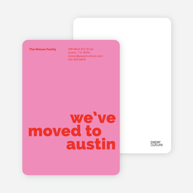 Simply Text Minimalist Moving Announcements - Hot Pink