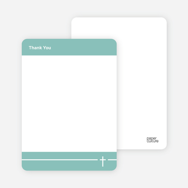 Stationery: ‘Simple Cross Baptism’ cards. - Green