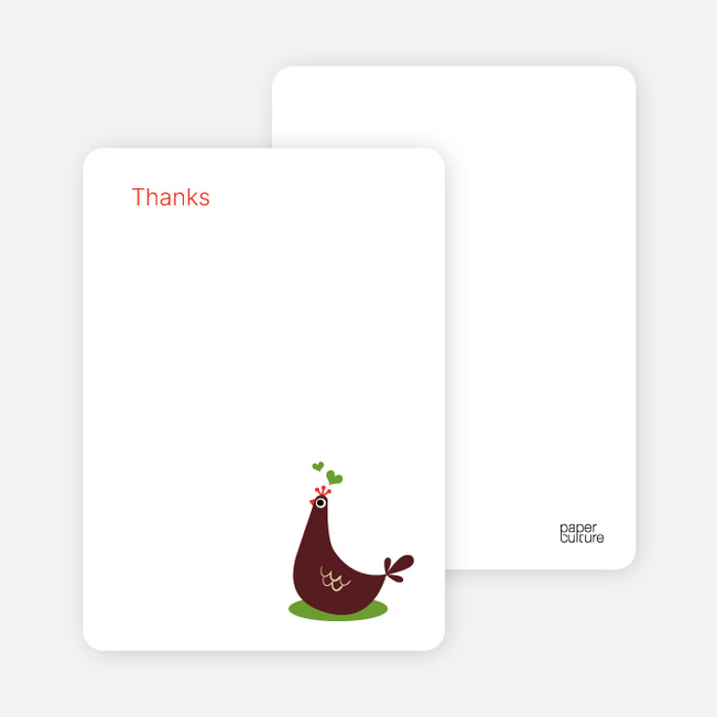 Thank You Card for Mother Pheasant Baby Shower Invitation - Chocolate