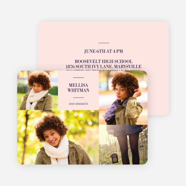 4 Photo Graduation Cards - Purple