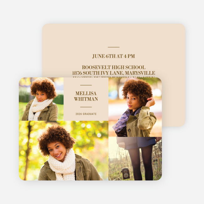 4 Photo Graduation Cards - Brown