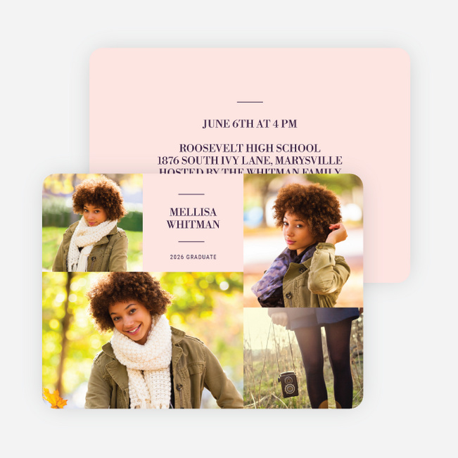 4 Photo Graduation Cards - Purple