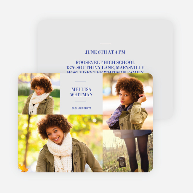 4 Photo Graduation Cards - Blue
