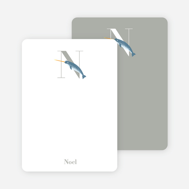 N Needlefish Monogram Stationery - Blueberry