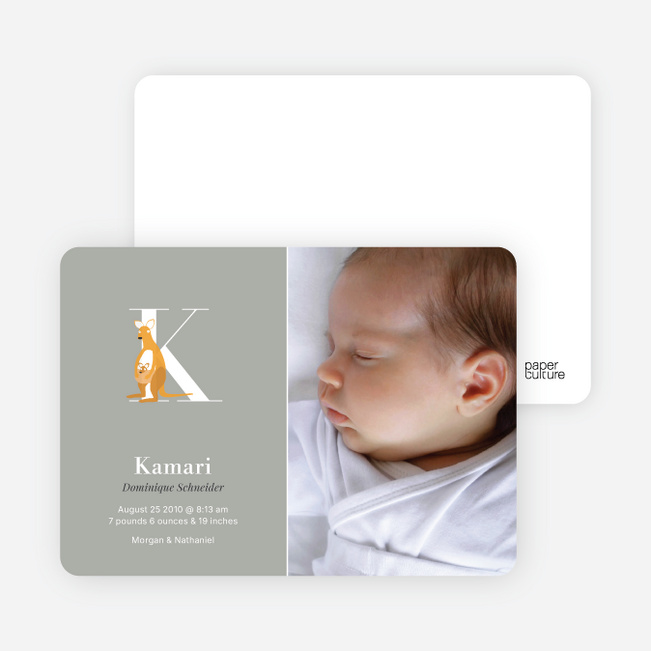 Animal Monogram Series Letter K: Kangaroo - Warm Gray