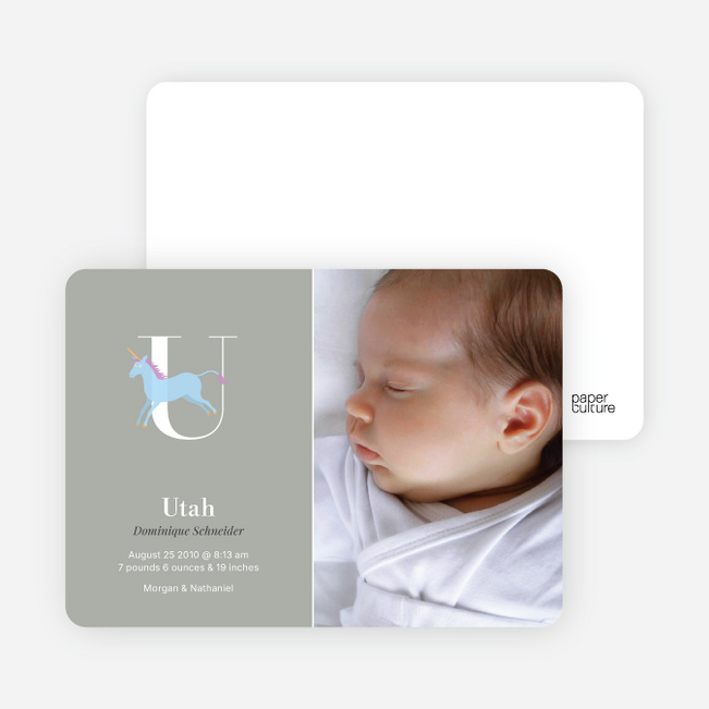 Animal Monogram Series Letter U: Unicorn - Warm Gray