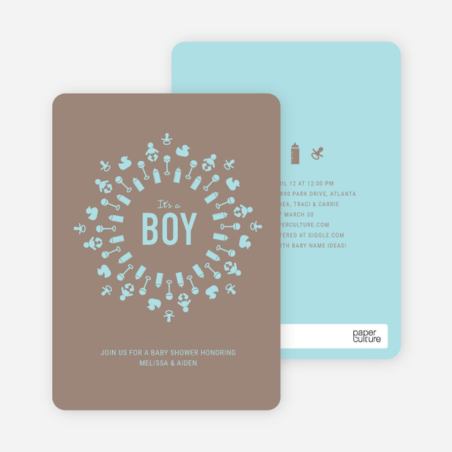 Baby Icon Burst Baby Shower Invitations - Boy Blue
