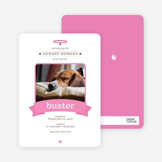 Banner Announcement Dog Photo Cards - Red