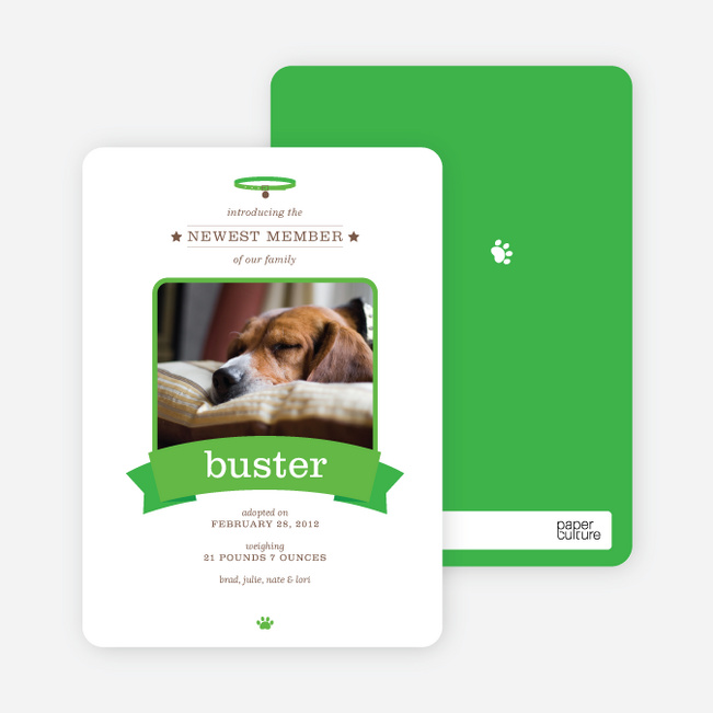 Banner Announcement Dog Photo Cards - Green