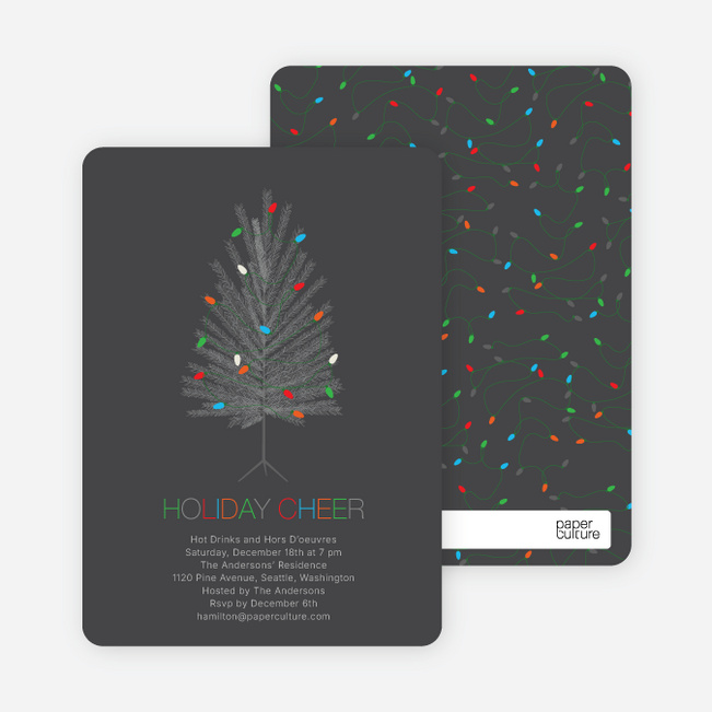 Colorful Christmas Tree Holiday Party Invitations - Slate