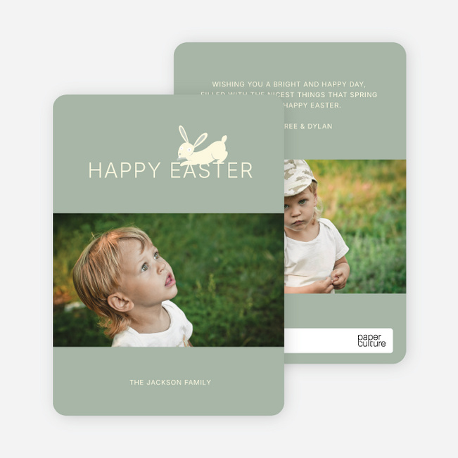 Easter Bunny Photo Card - Clay Green
