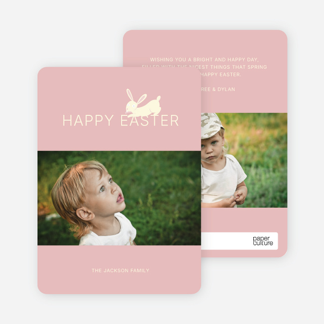 Easter Bunny Photo Card - Pink Burst