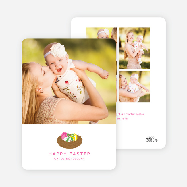 Easter Egg Nest Photo Cards - Pink Moon