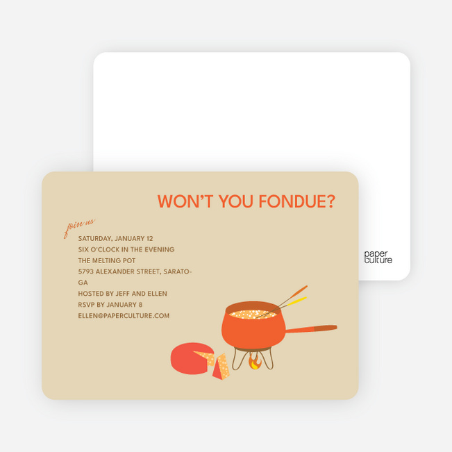 Fondue Party Invitations - Espresso