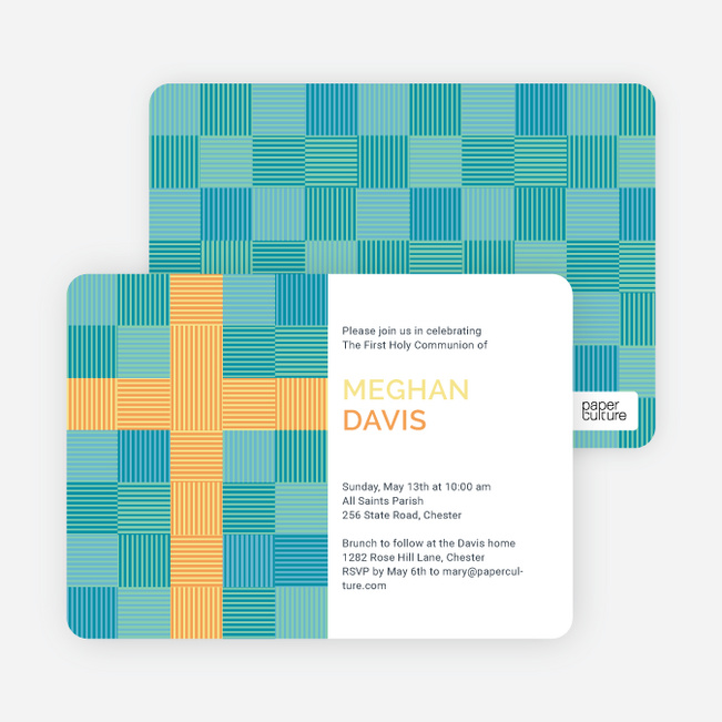 Modern Holy Communion Invitations - Blue