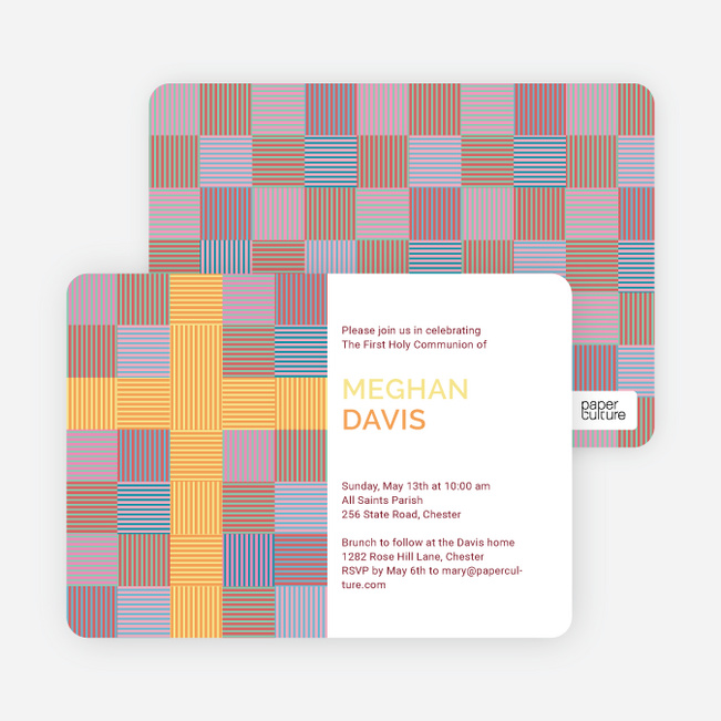 Modern Holy Communion Invitations - Red