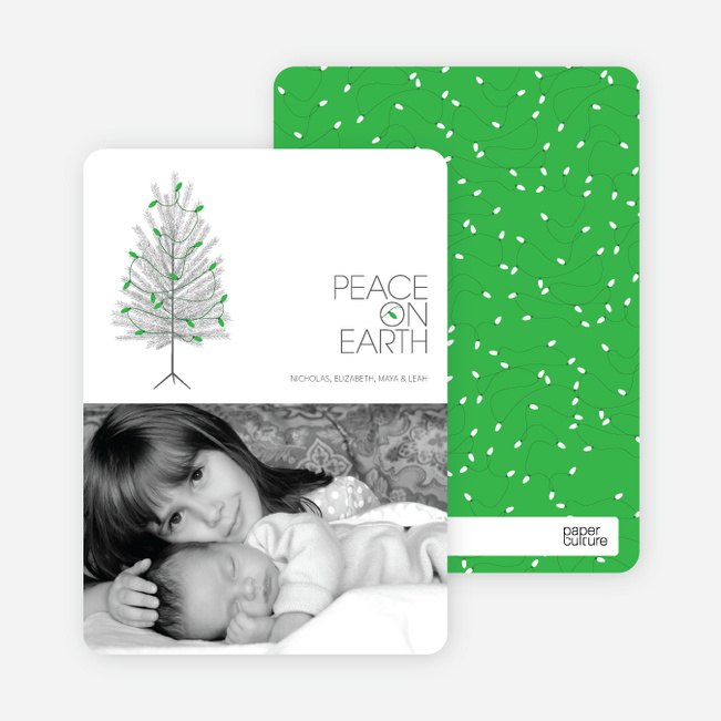 Peace on Earth Holiday Christmas Tree Cards - Kelly Green