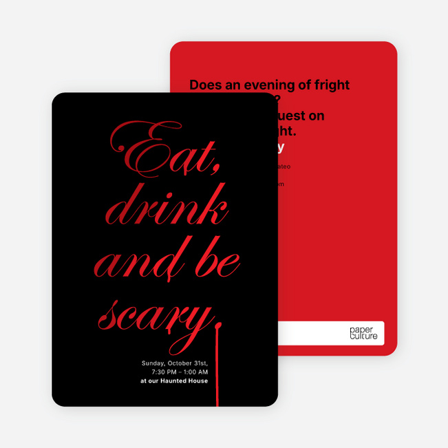 Adult Scary Script Halloween Party Invitations - Red