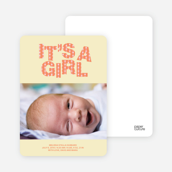 Bold Letters for Bold News Baby Announcements - Orange Sherbet