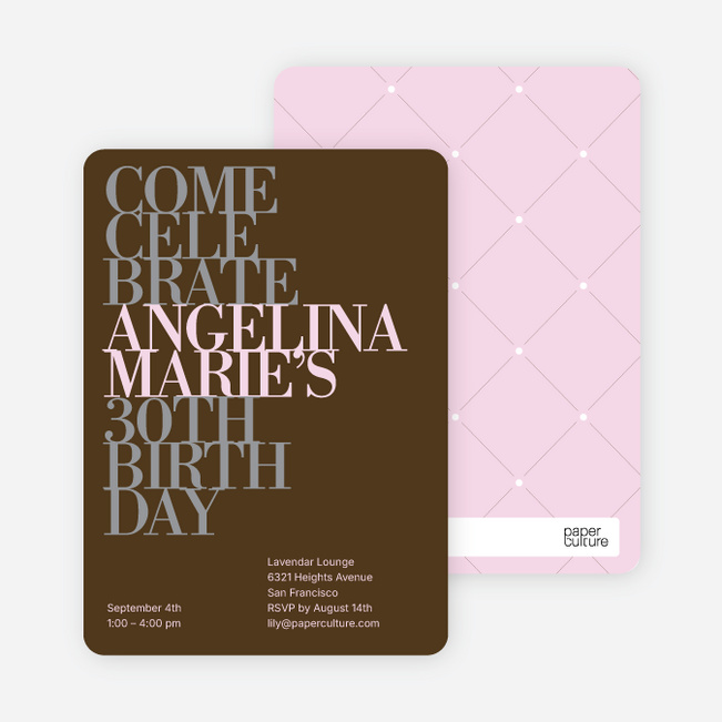 Celebrate Good Times Invitation - Chocolate Brown