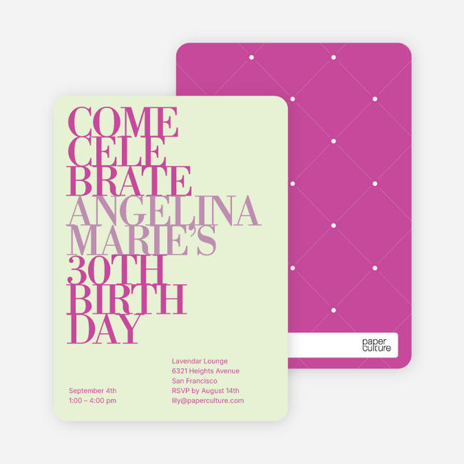 Celebrate Good Times Invitation - Pale Green