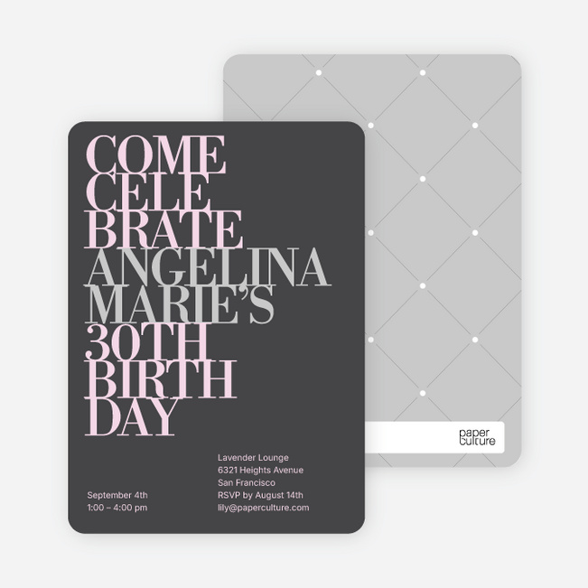 Celebrate Good Times Invitation - Dark Grey