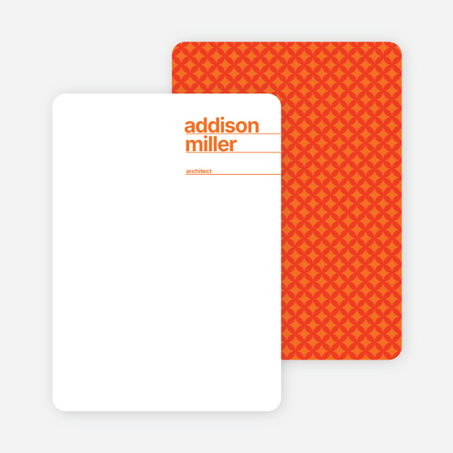 Linear Name Cards Personal Stationery - Persimmon