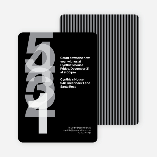 New Year’s Eve Countdown Invitations - Black