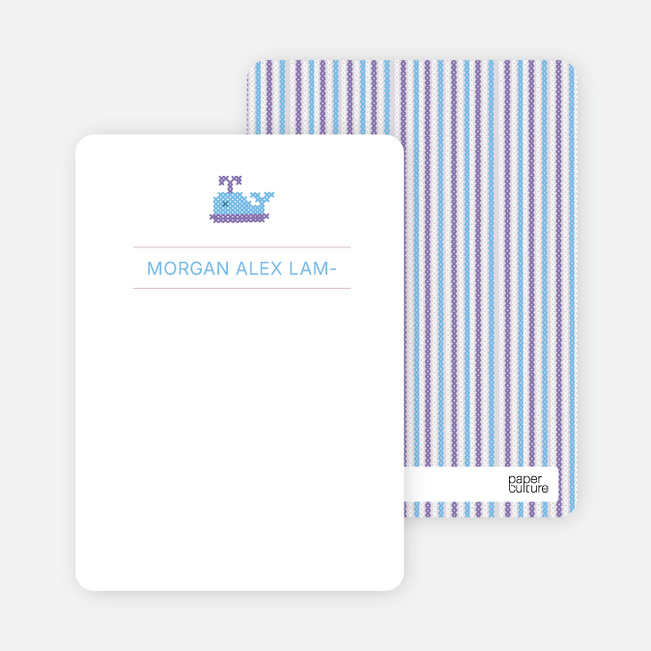 Note Cards: ‘Quilted Whale’ cards. - Pale Purple