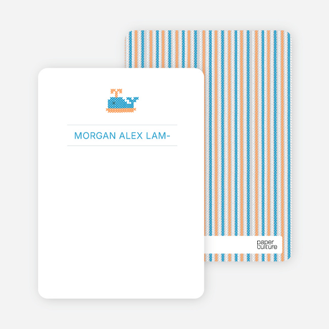 Note Cards: ‘Quilted Whale’ cards. - Pale Blue