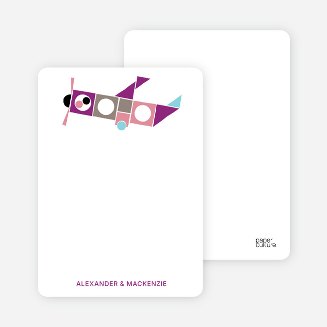 Notecards for the ‘Airplane Announcement’ cards. - Plum