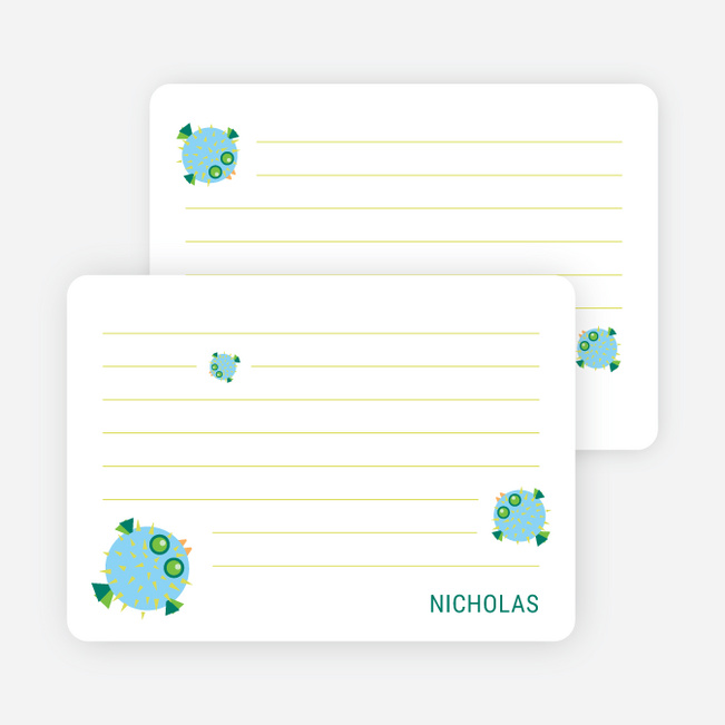 Notecards for the ‘Kaboom Fish’ cards. - Teal