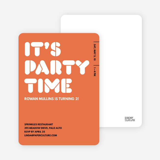 It’s Party Time Invitation - Dull Red