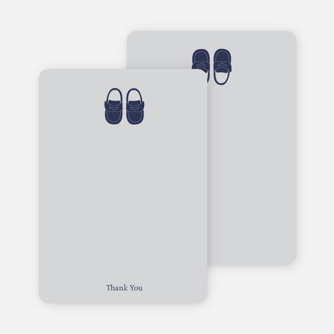 Thank You Card for Boys’ Shoes Modern Baby Announcement - Silver Grey