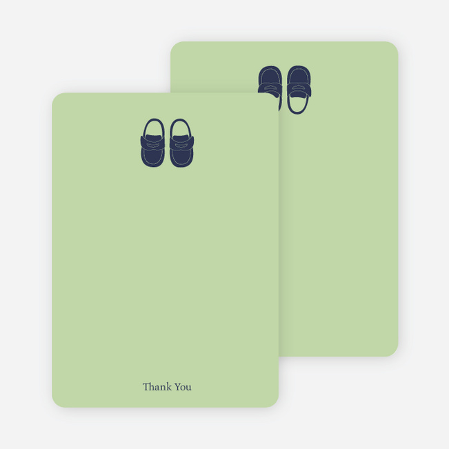 Thank You Card for Boys’ Shoes Modern Baby Announcement - Celadon