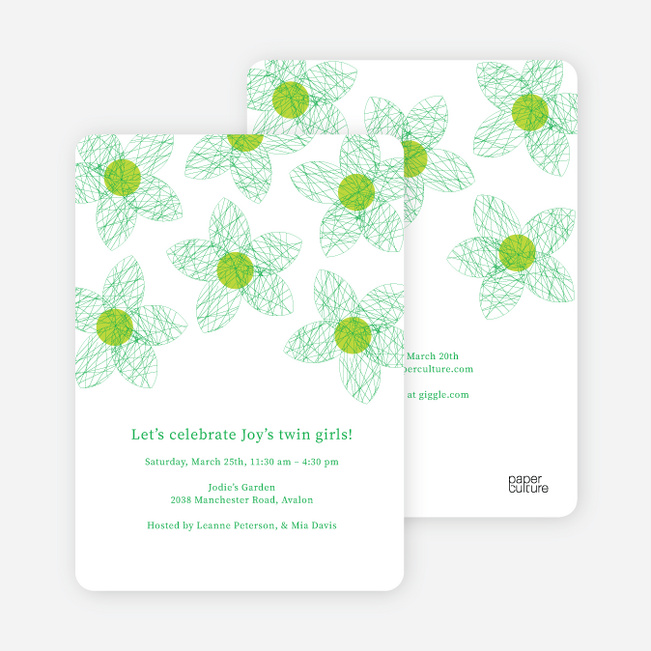 Twin Flowers Baby Shower Invitations - Emerald