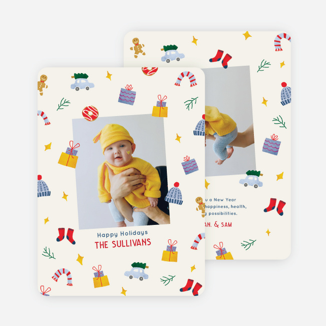 Festive Time Pattern Holiday Cards and Invitations - Multi