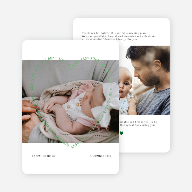 Foil Heartfelt Holiday Cards and Invitations - Green