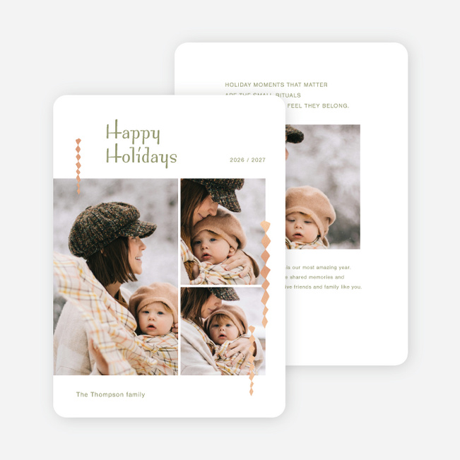 Foil Icicle Moments Holiday Cards and Invitations - Pink